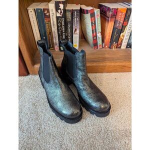 New $500 Paul Green Jada Lug Sole Chelsea Boot PLATFORM CHUNKY GUNMETAL Uk 5.5